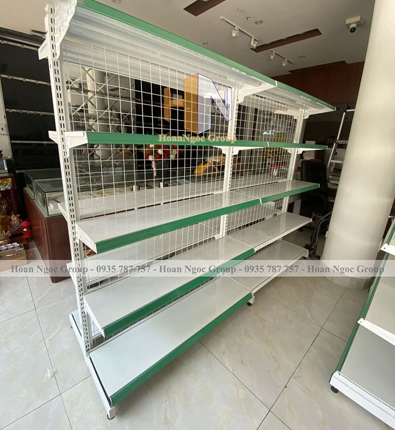 Kệ siêu thị lưng lưới đôi 120cm x 180cm